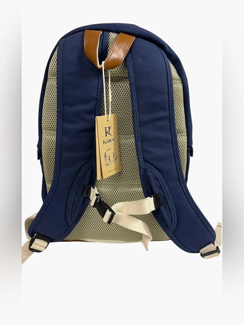 Brand New-Kattee canvas camera backpack featuring a brown faux-leather